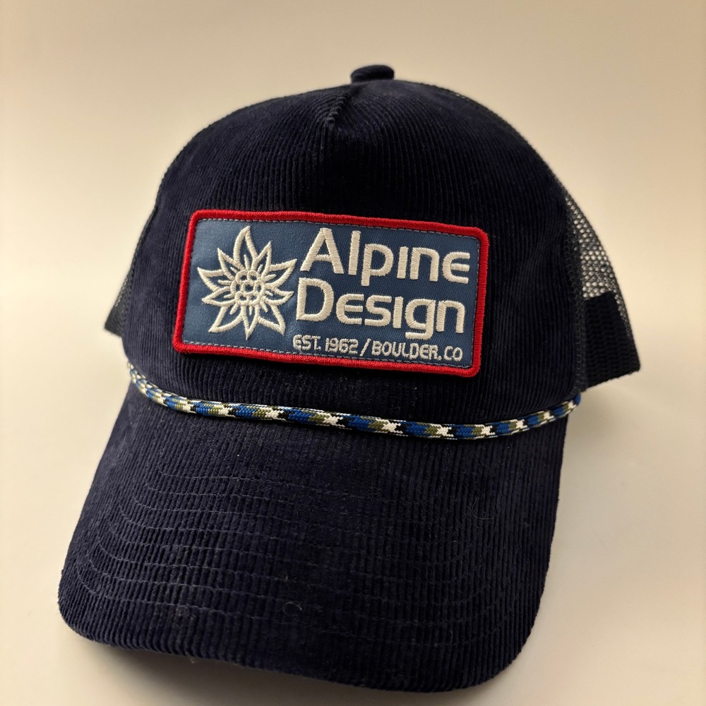 Alpine Design Navy Corduroy Trucker Hat Rope Snapback Mesh Patch Cap Boulder